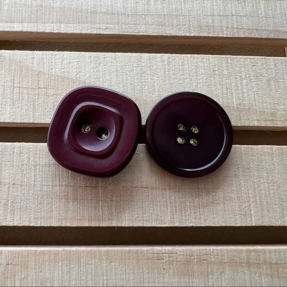 Plum Button Earrings - Picture 6 of 7